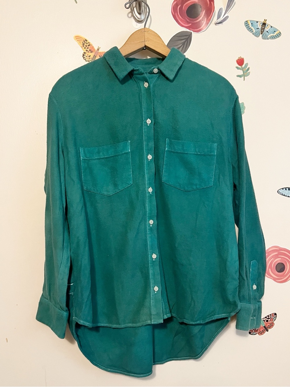 Madewell Oversized Green Sunday Flannel with Chest Pockets M